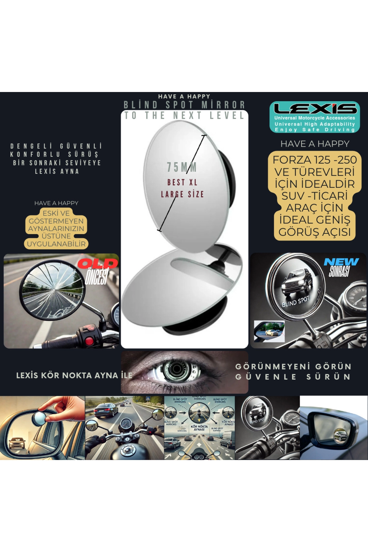 resimler/genel/SPIN 75 KÖR NOKTA AYNA MOTOSİKLET-OTO  VE TİCARİ ARAÇ ÖZEL TASARIM  İÅLEVSEL AYNA SETİ - 2 AD
