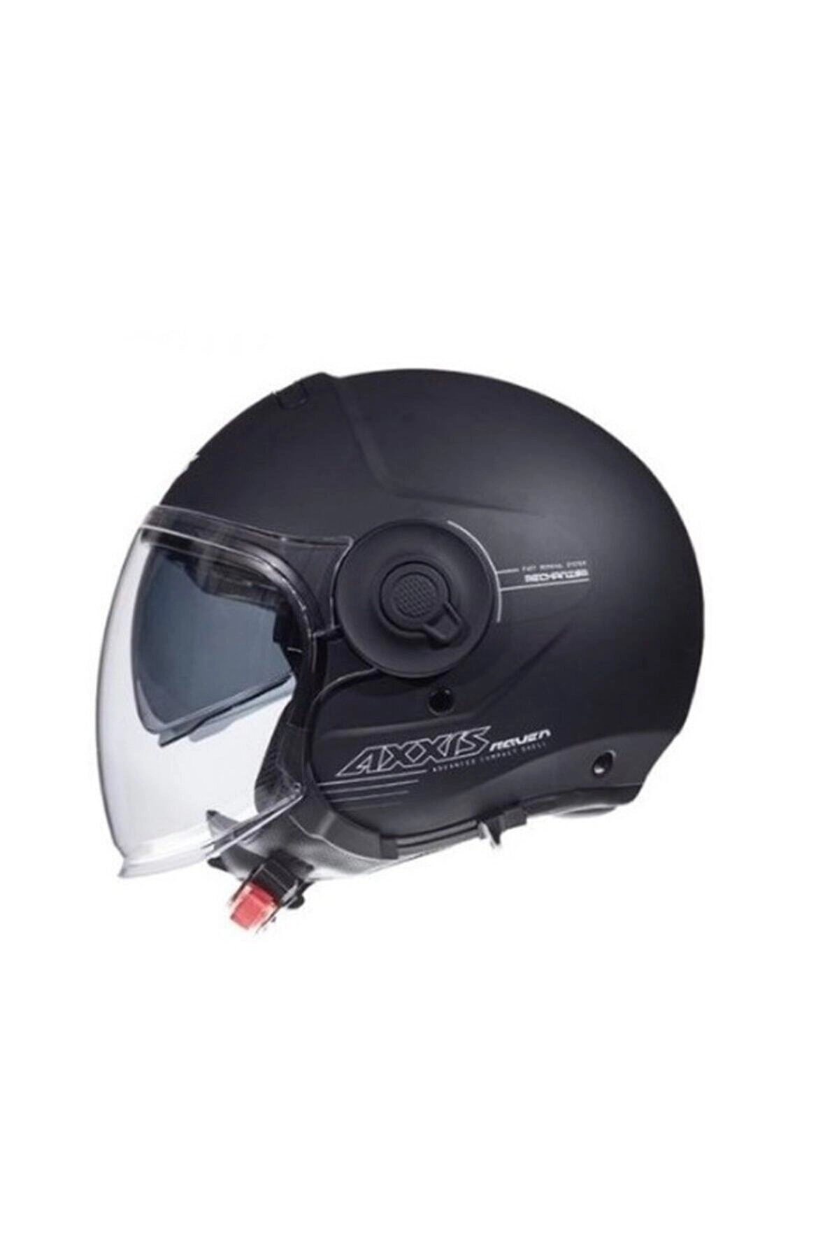 resimler/genel/Raven Sv Solid Matt Black Siyah Vizörlü Yarım Motorsiklet Kaskı