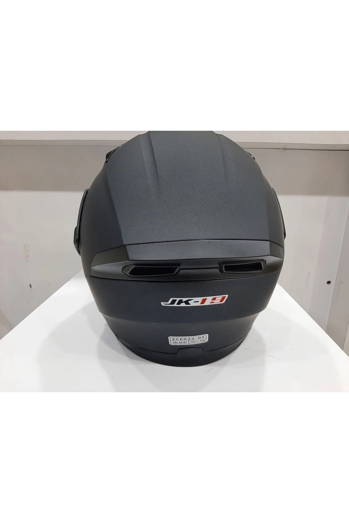Mat Siyah Jk 902 Çene Pedli Güneş Vizörlü Çeneden Açılır Kask