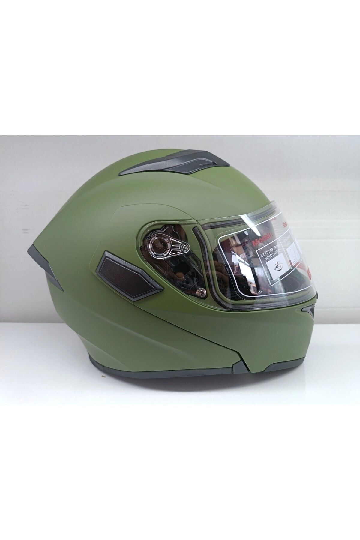 resimler/genel/Jekai Jk-21 902 Model Güneş Vizörlü Çenededen Açılır Kask - MAT Haki Yeşil