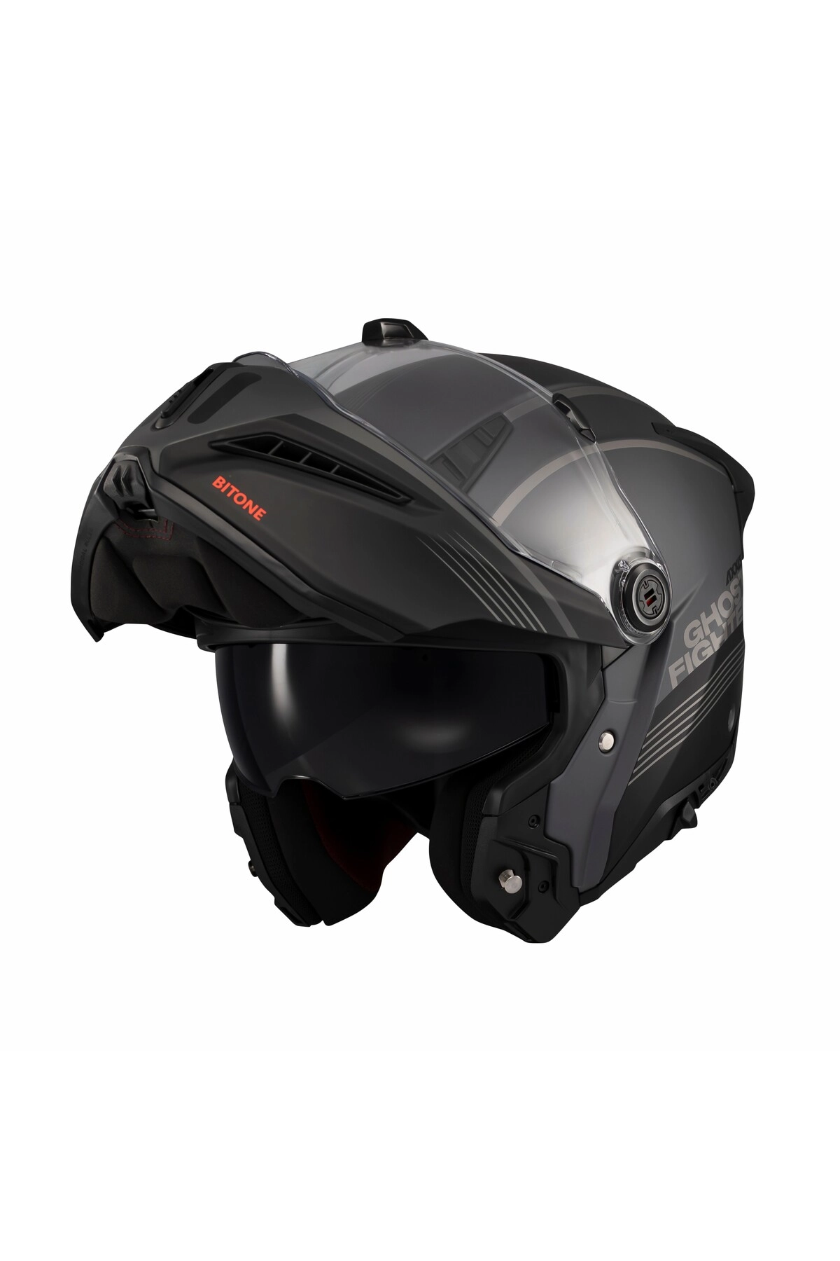 resimler/genel/Ghostfighter SV Bitone C12 Dark Grey Motosiklet Çene Açılır Kask