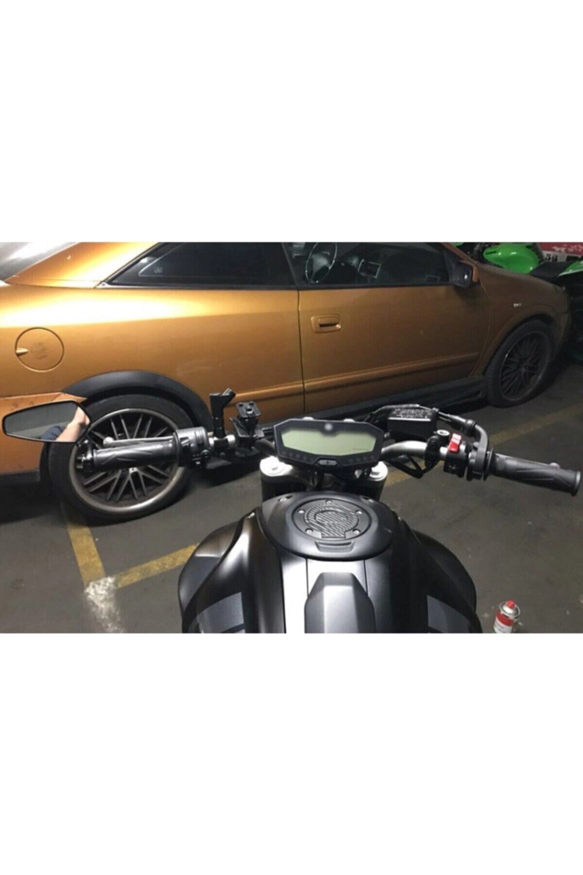 Katlanır Universal Motosiklet Gidon Aynası Sarı Siyah