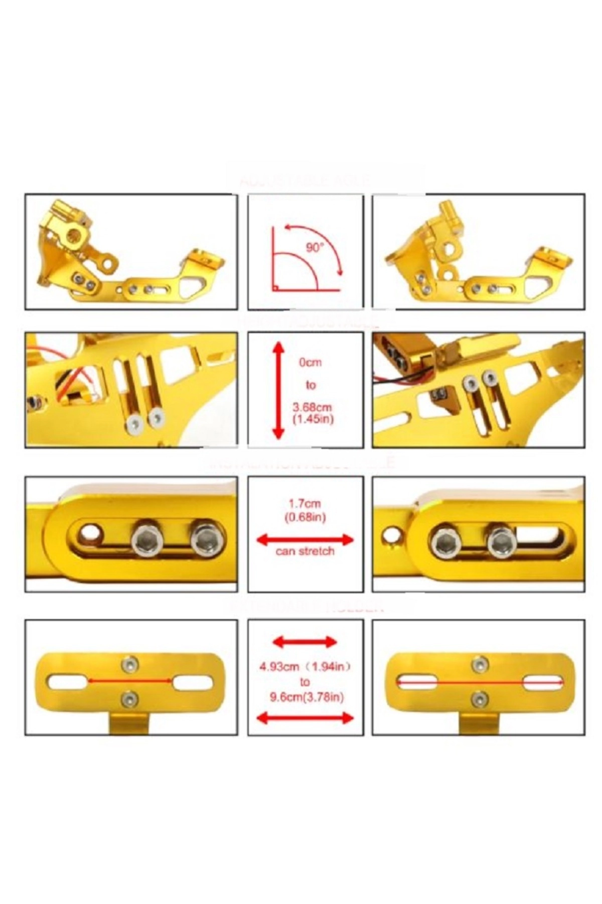 Katlanabilir Arka Plakalık - Led Işıklı - Cnc Metal - Parlak Renkler - Sıyah