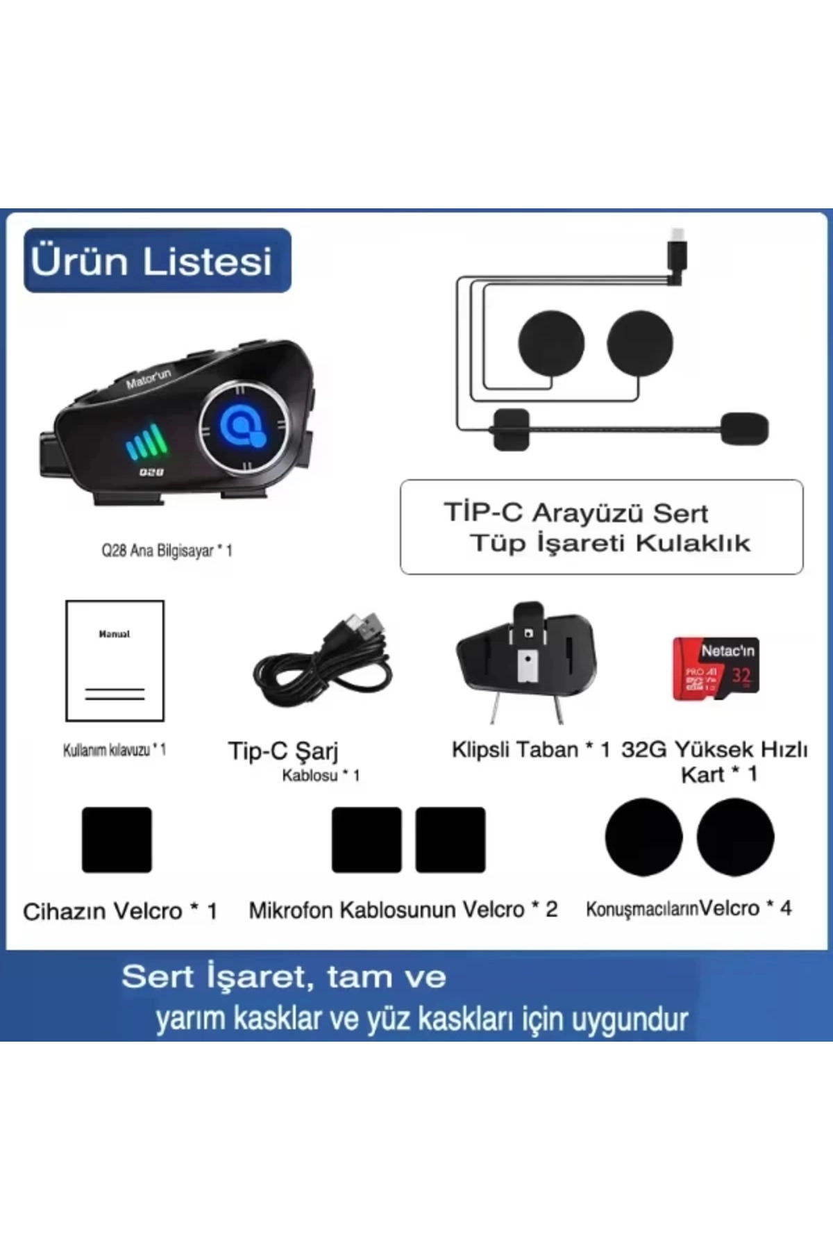 Q28 Kameralı Motosiklet Kask Kulaklığı