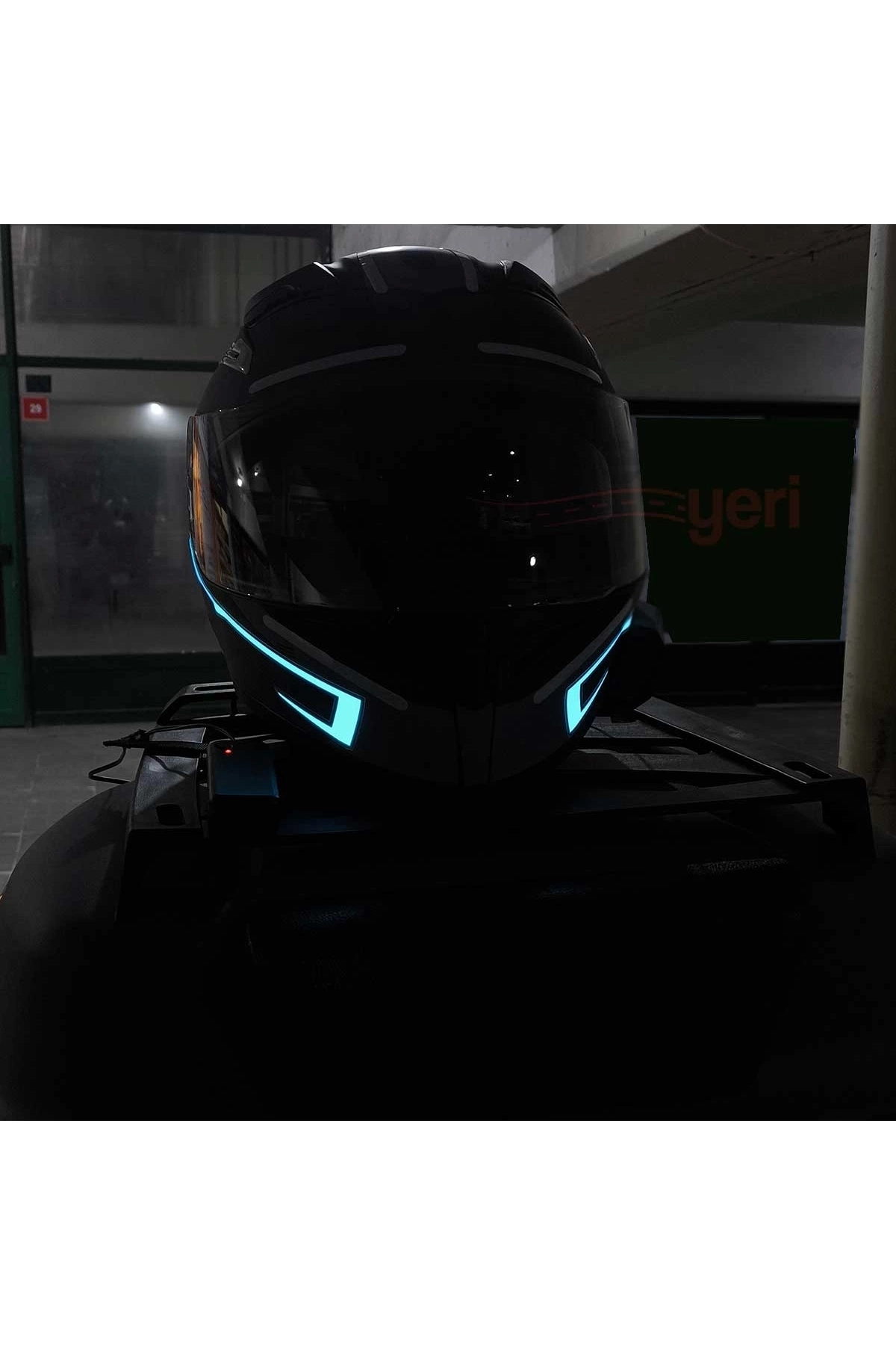 resimler/genel/Motosiklet Kask Ledi Buz Mavi - 3 Farklı Mod
