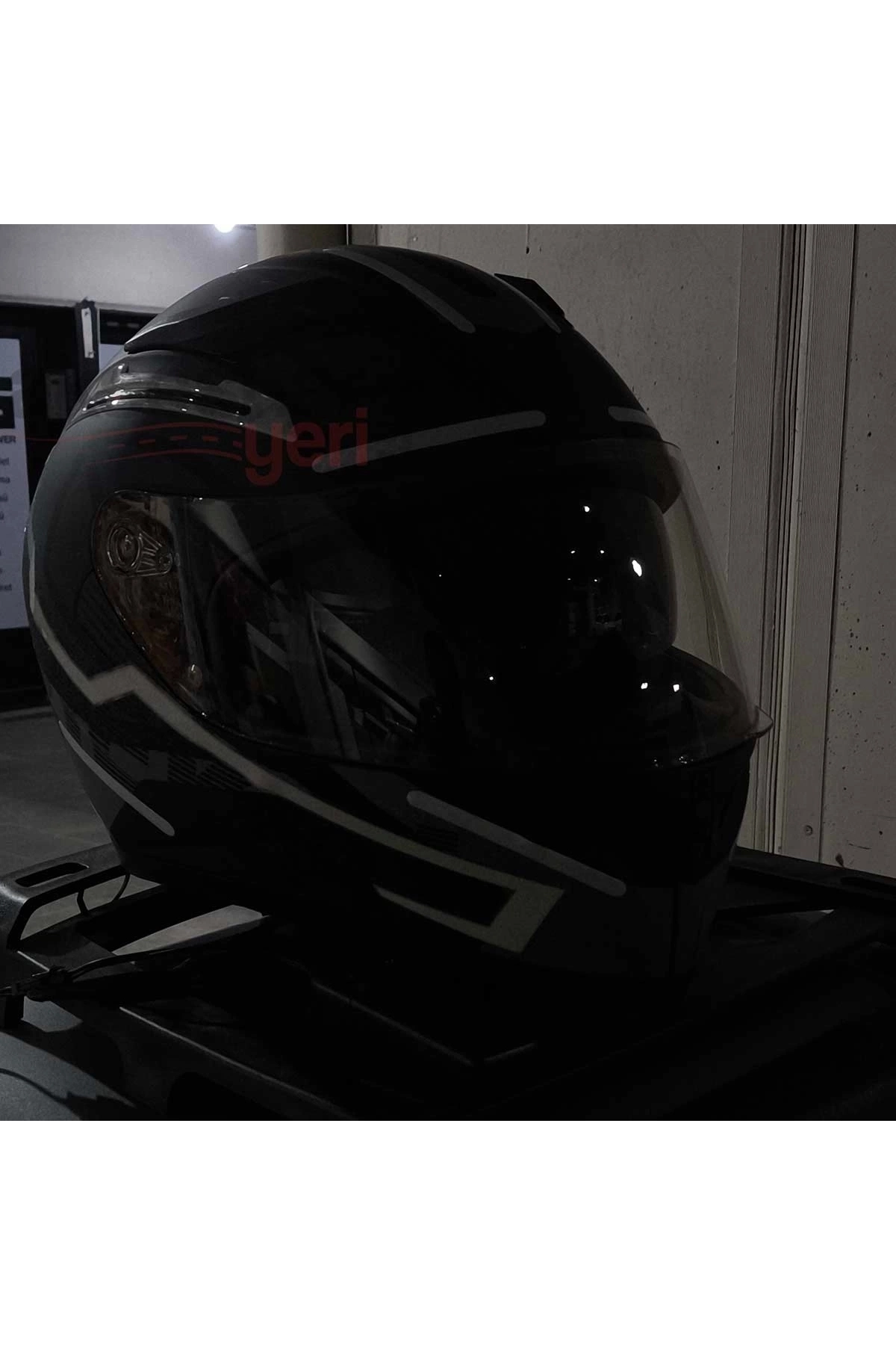 resimler/genel/Motosiklet Kask Ledi Buz Mavi - 3 Farklı Mod