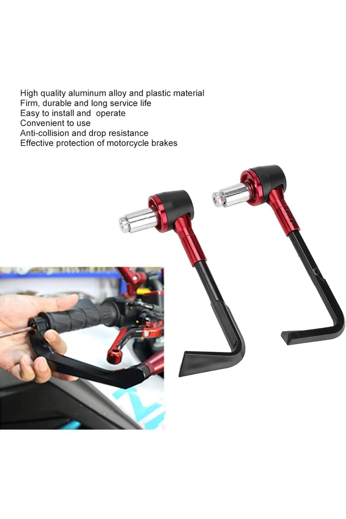 TEX T0038 Motosiklet Bisiklet Scooter Gidon Elcik Manet Koruma Universal Alüminyum Kırmızı