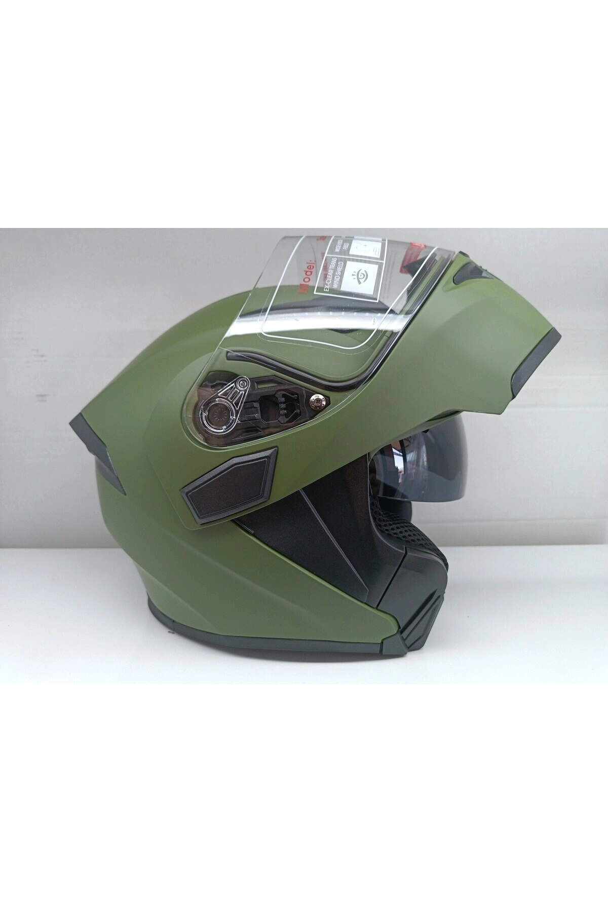 Jekai Jk-21 902 Model Güneş Vizörlü Çenededen Açılır Kask - MAT Haki Yeşil