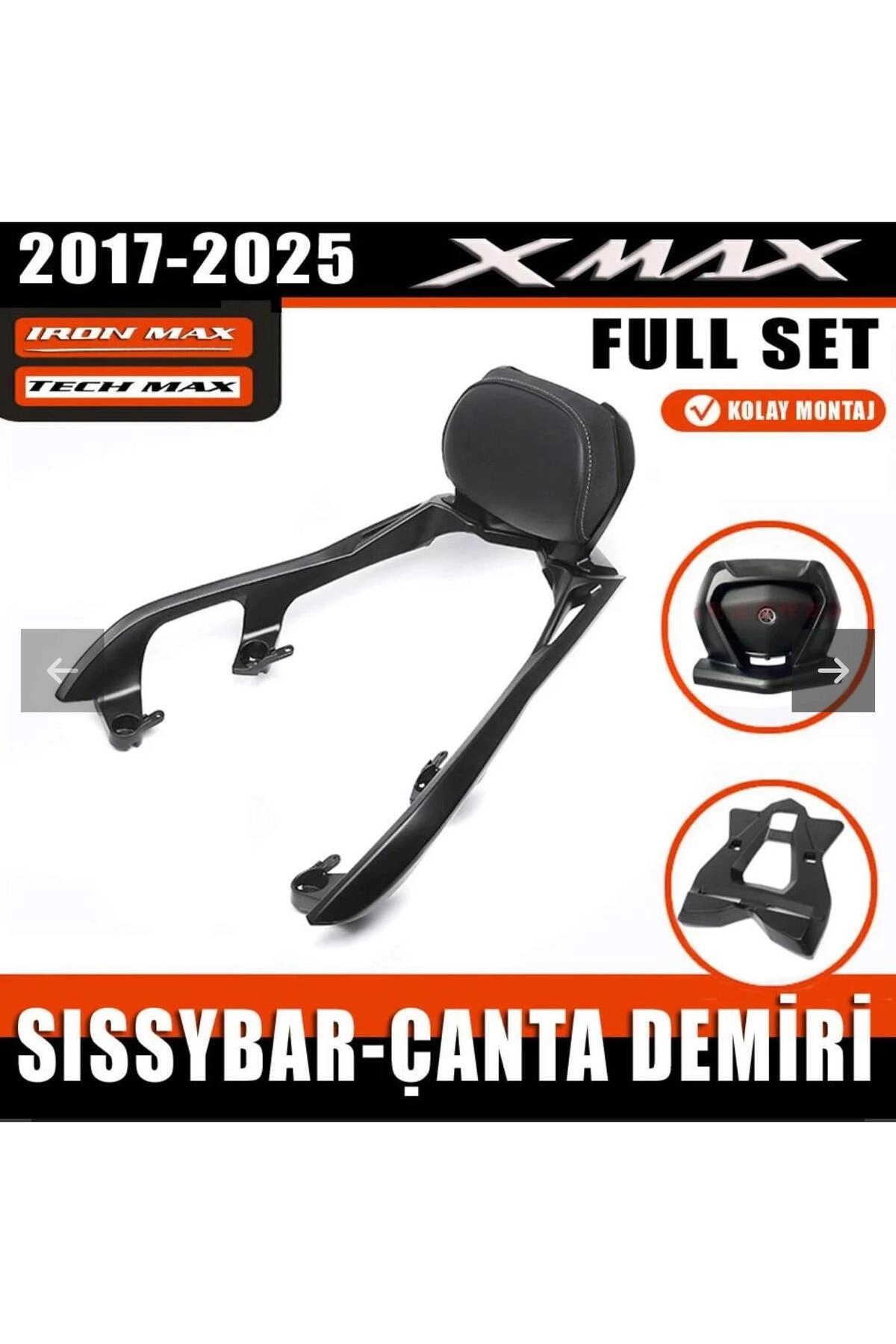 resimler/genel/Yamaha XMAX-TECHMAX 2017-2025 Uyumlu Sissy Bar Çanta Demiri