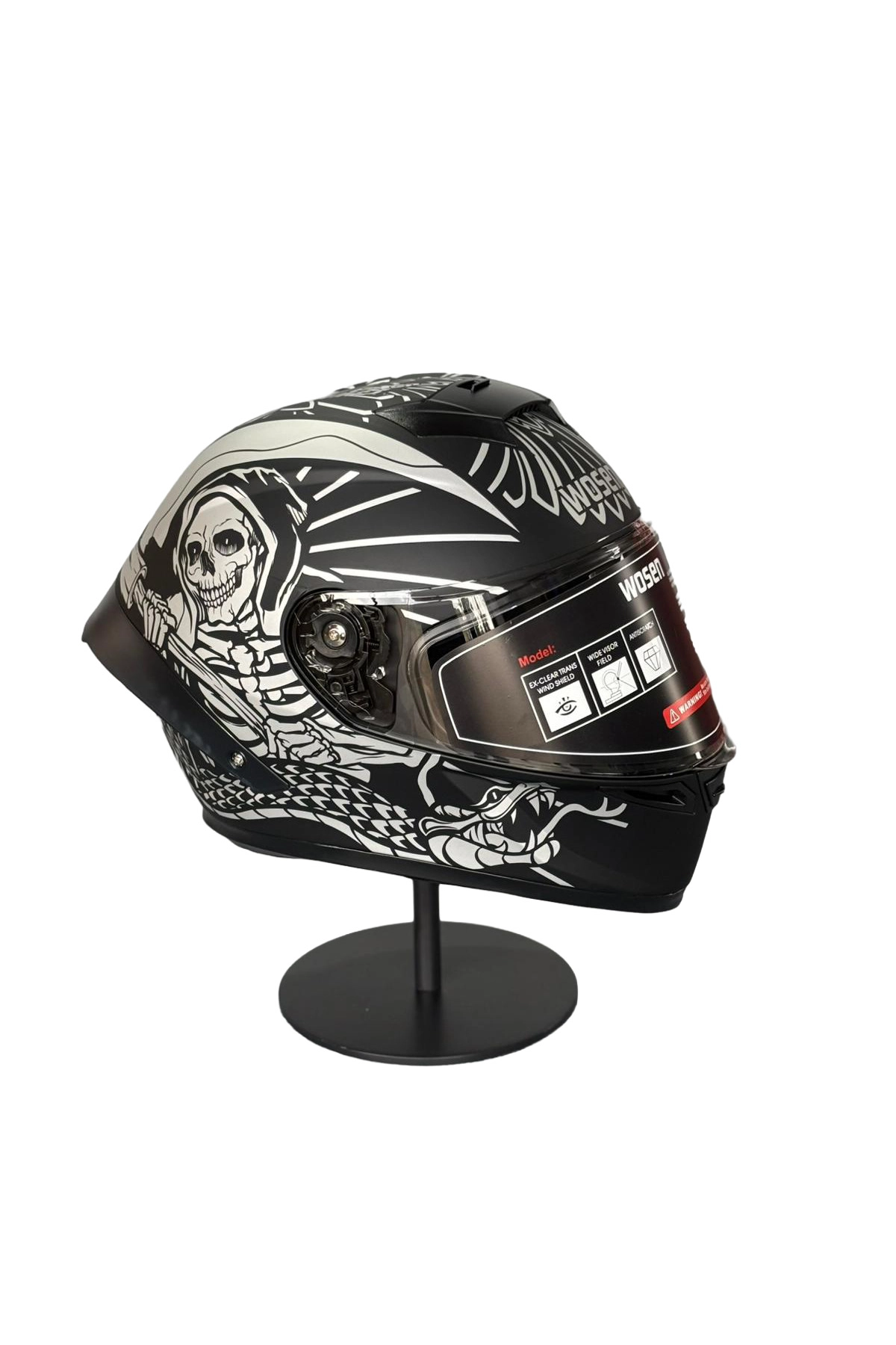 Ws-602 Güneş Gözlüklü Full Face Kask (Åeffaf Vizörlü) MATT BLACK K7 (602)