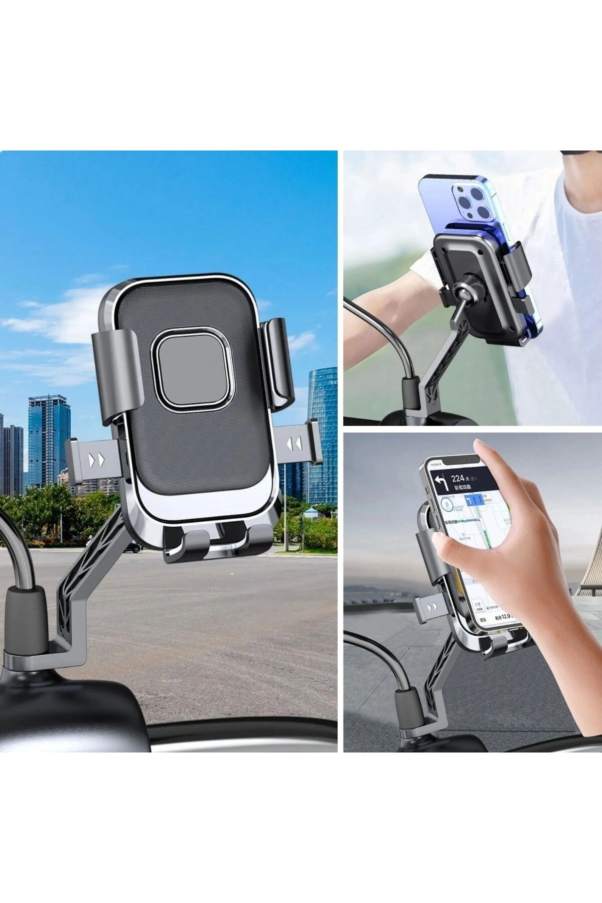 BUFFERÂ® Motor,Motosiklet,Bisiklet ,Scooter İçin 360 Derece Dönebilen Dikiz Aynası Versiyonu Telefon