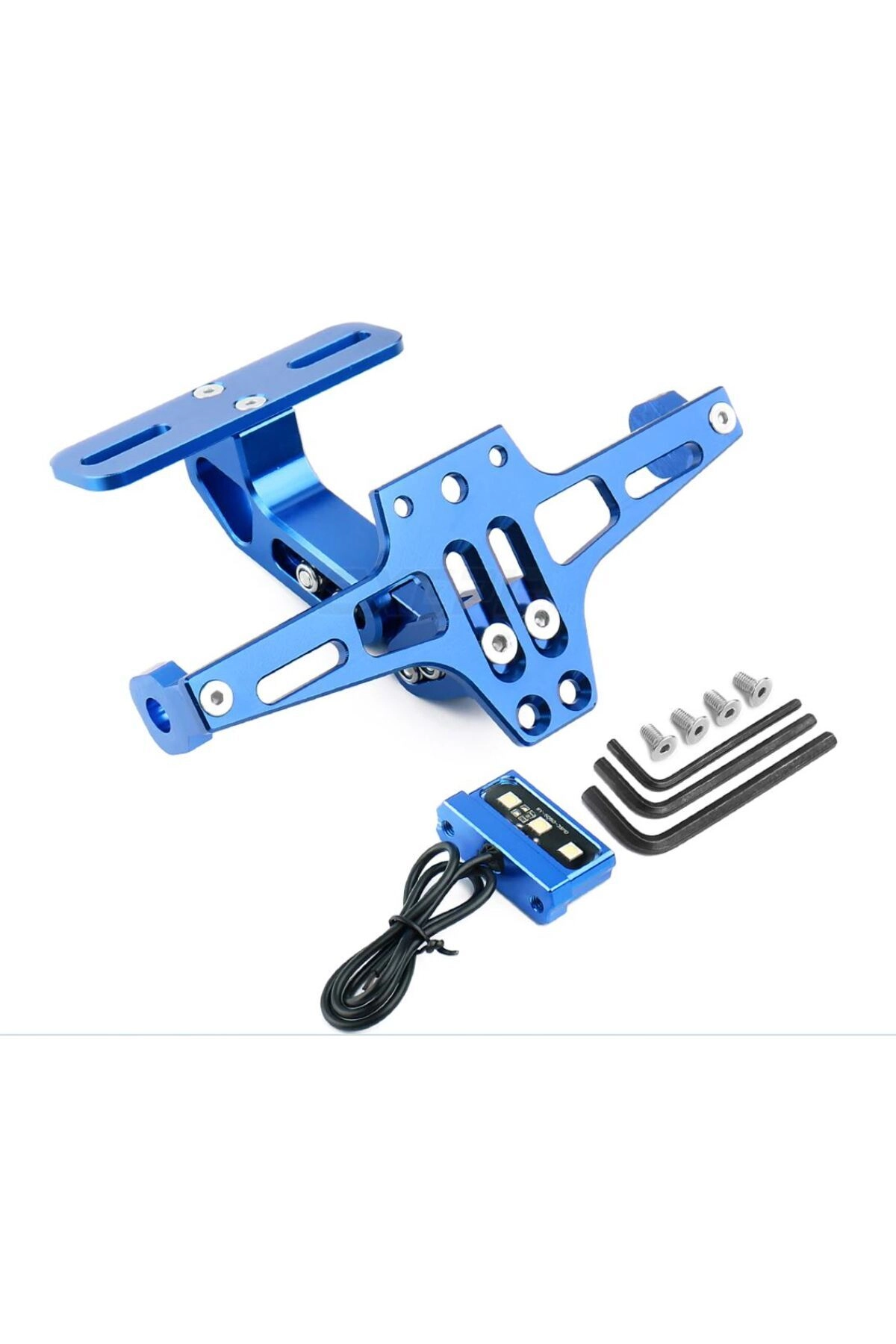 Katlanabilir Arka Plakalık - Led Işıklı - Cnc Metal - Parlak Renkler - Mavi