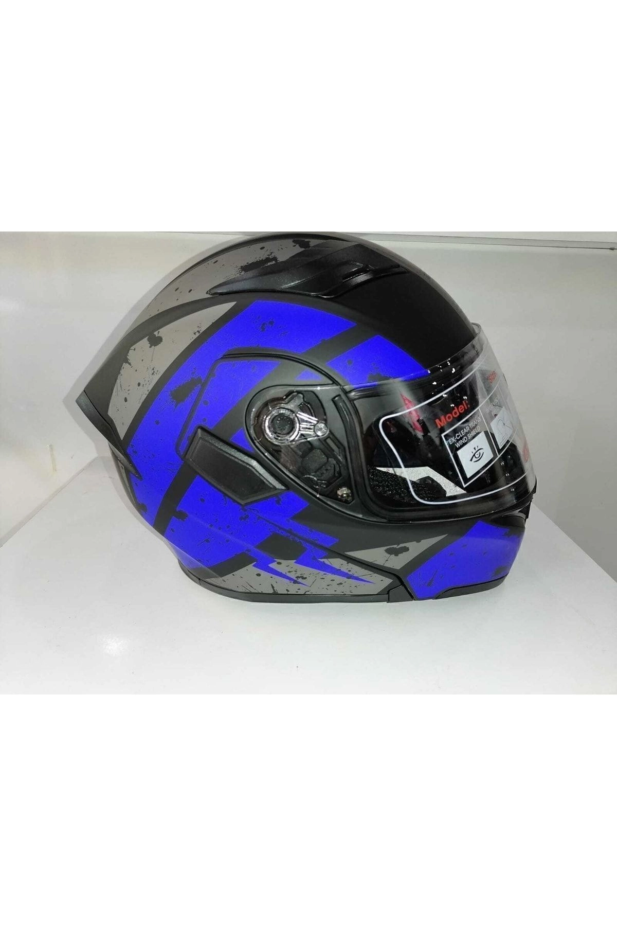 Jk 902 Mat Mavi Mat Siyah Çene Açılır Kask