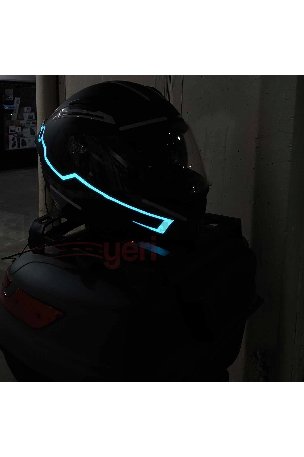 Motosiklet Kask Ledi Buz Mavi - 3 Farklı Mod