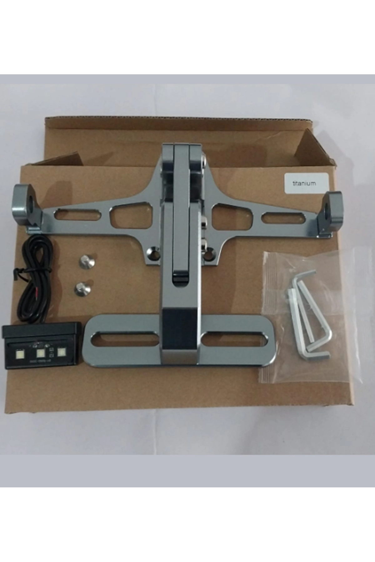 motosiklet Katlanır Plakalık Led Işıklı Cnc Plaka Demiri Sinyal Bağlantılı Titanium