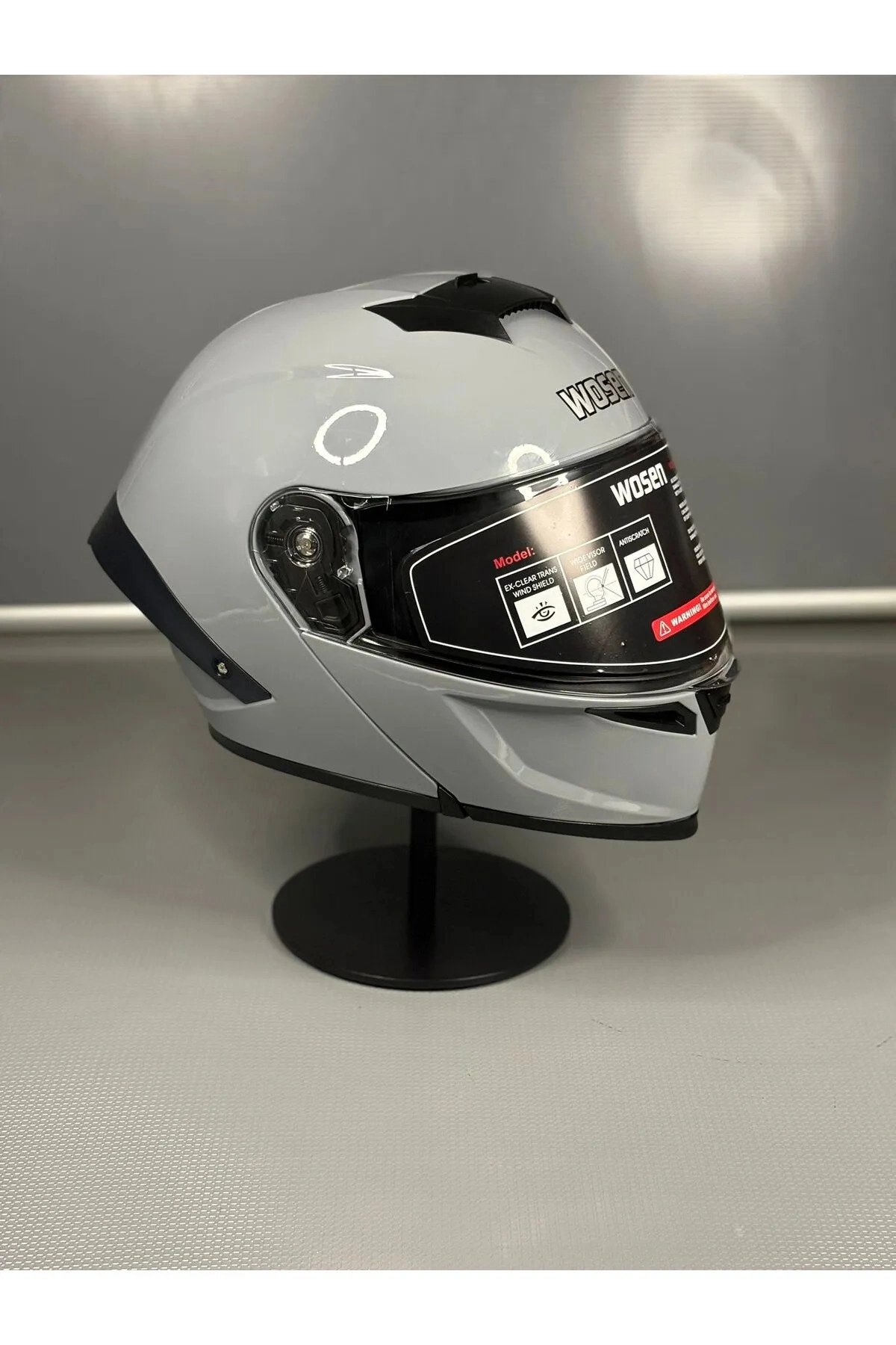 Ws-202 Güneş Gözlüklü Çene Açılır Kask Åeffaf Vizörlü Cement Grey