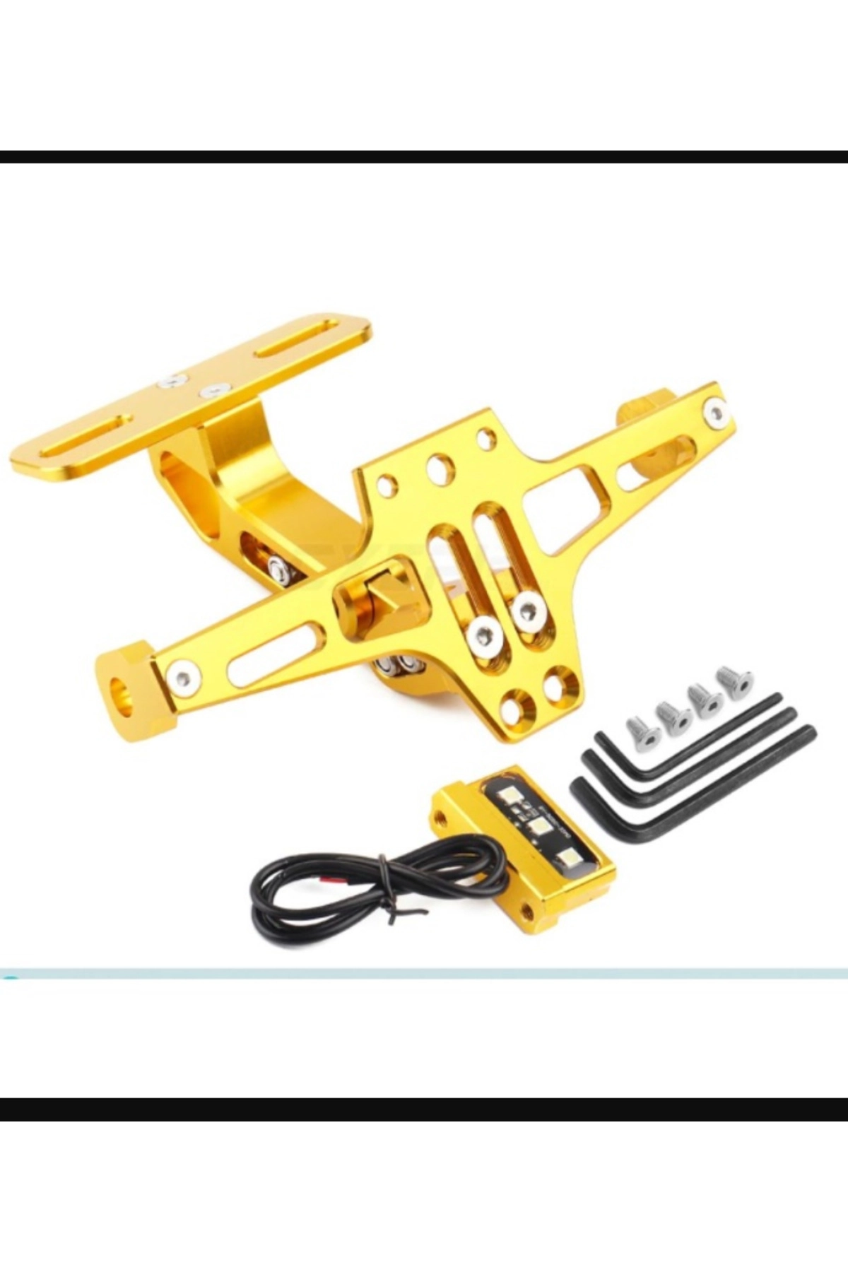Motosiklet Katlanır Plakalık Led Işıklı Cnc Plaka Demiri Sinyal Bağlantılı Altın (Sarı) Renk
