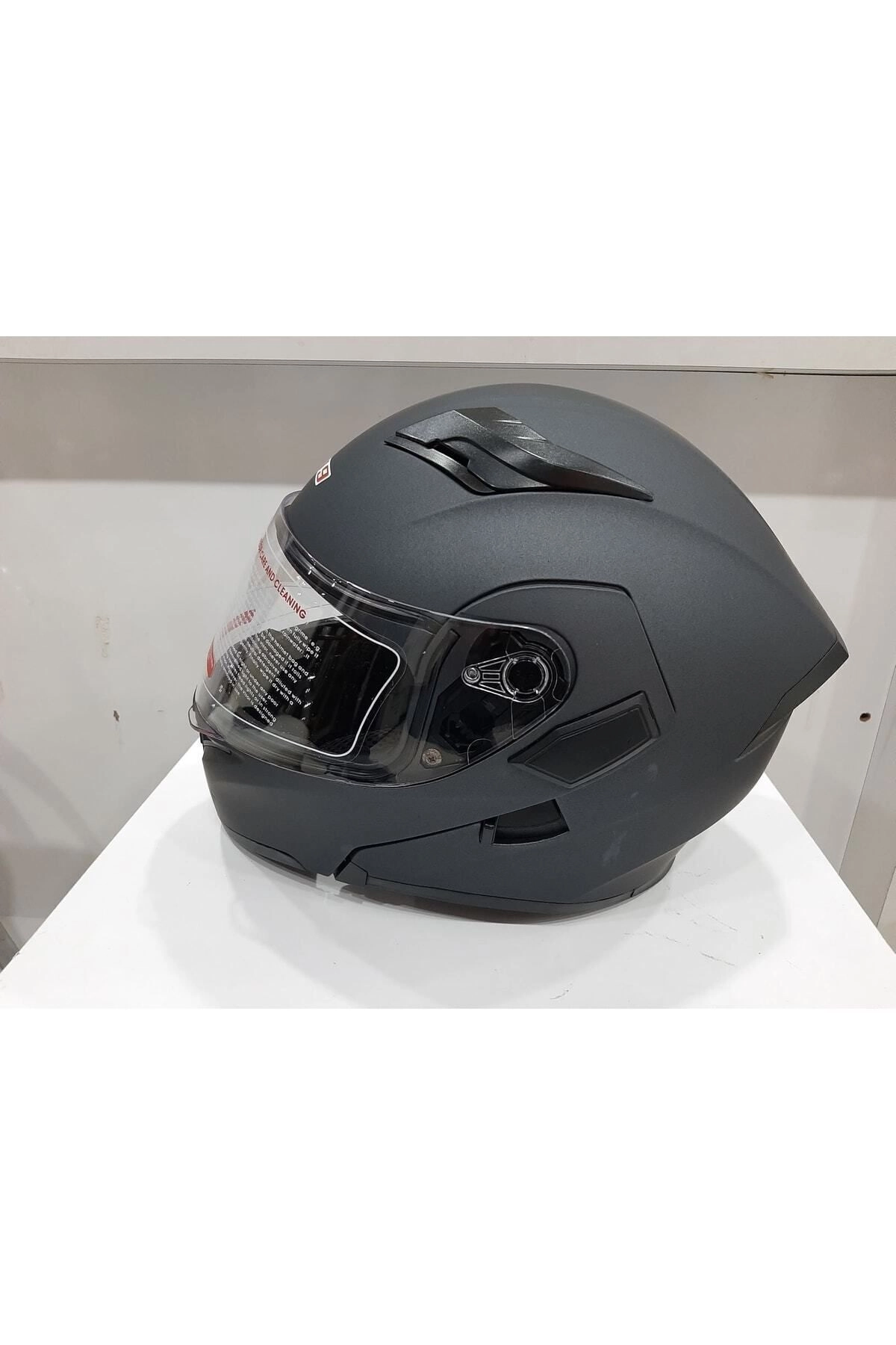 Mat Siyah Jk 902 Çene Pedli Güneş Vizörlü Çeneden Açılır Kask