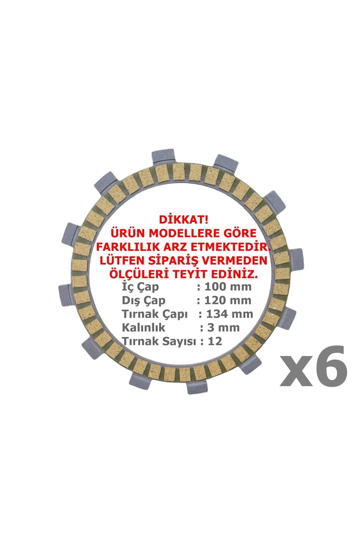 Cf Moto Sr250 Debriyaj Balatası 6 Lı 12T A Kalite 100-120-134 Mm