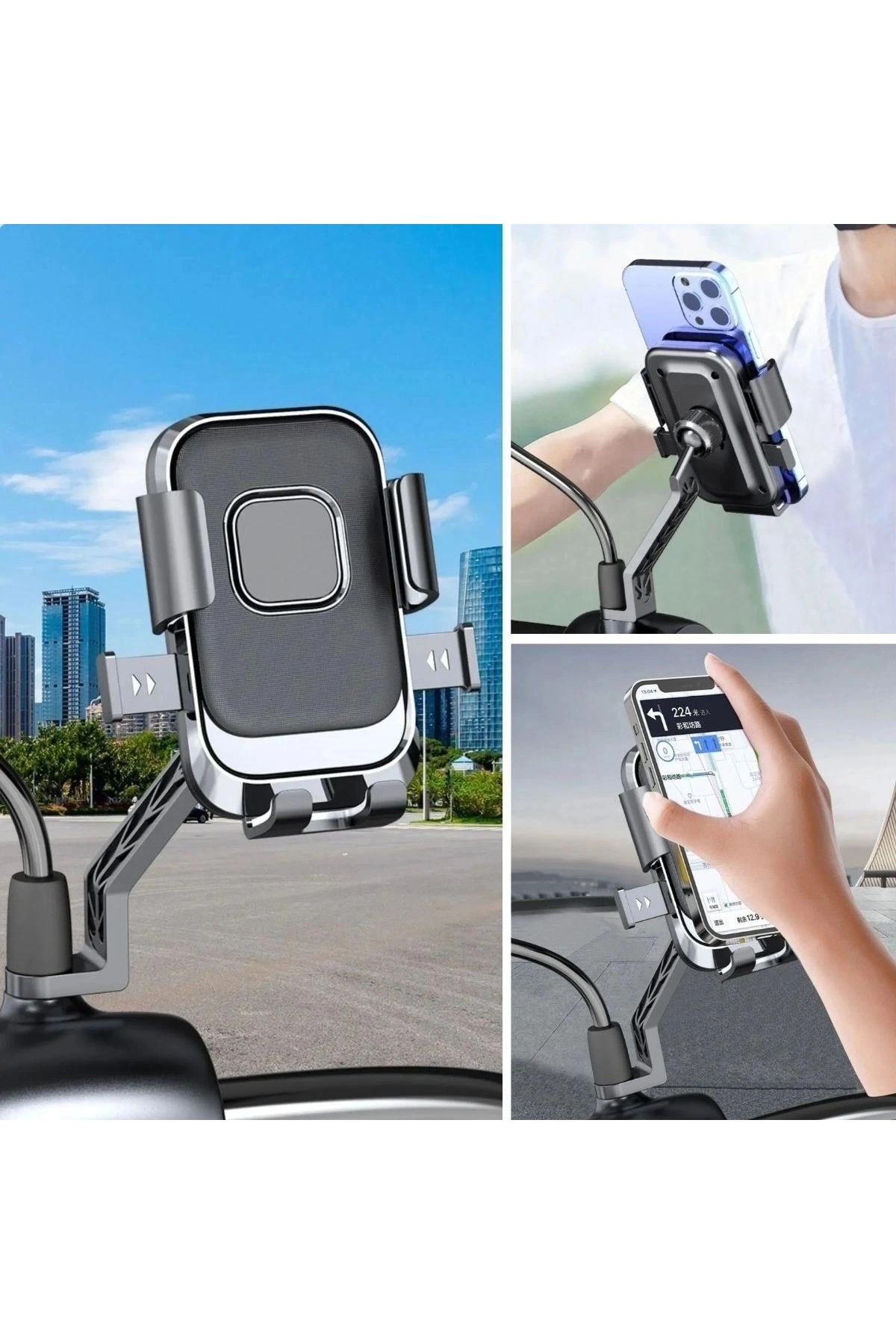Motor,Motosiklet,Bisiklet ,Scooter İçin 360 Derece Dönebilen Dikiz Aynası Versiyonu Telefon Tutucu A