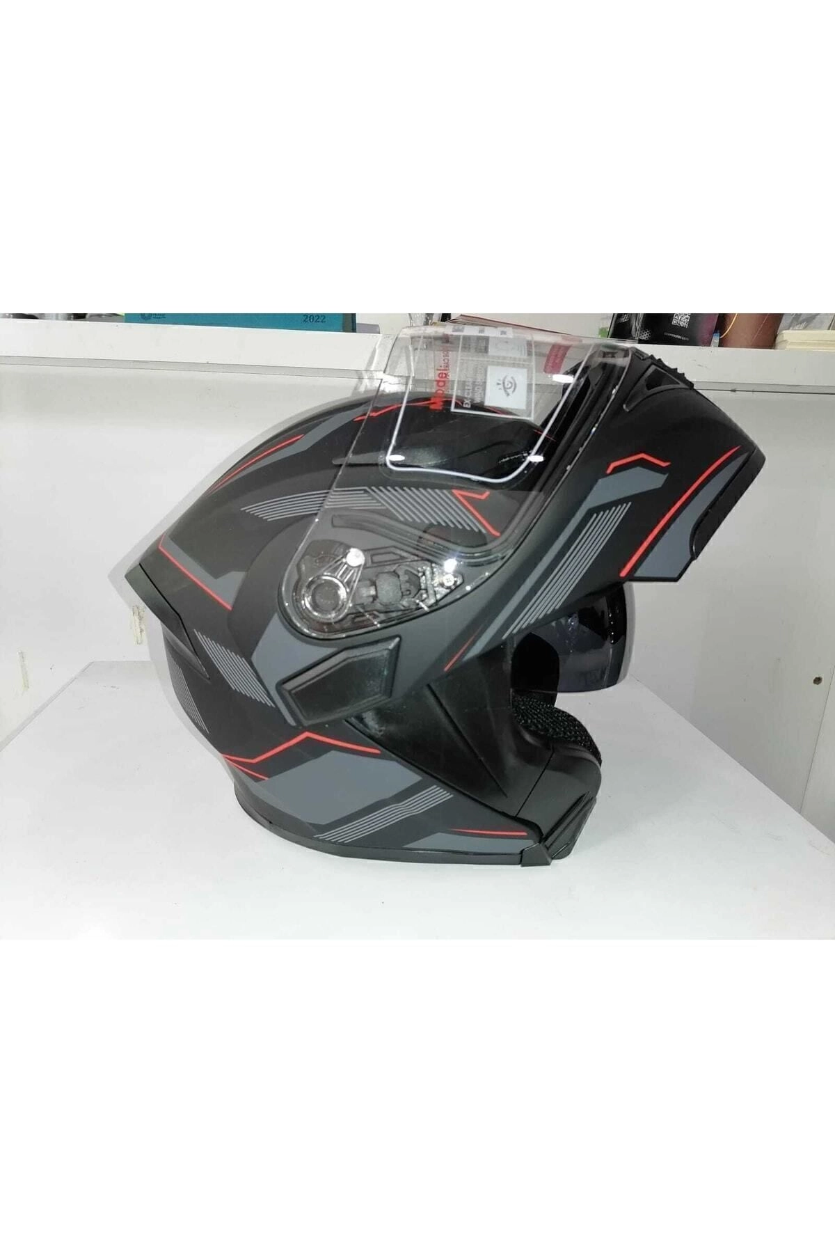 jiekai Jk 902 Mat Siyah-orange Güneş Vizörlü Çene Açılır Kask
