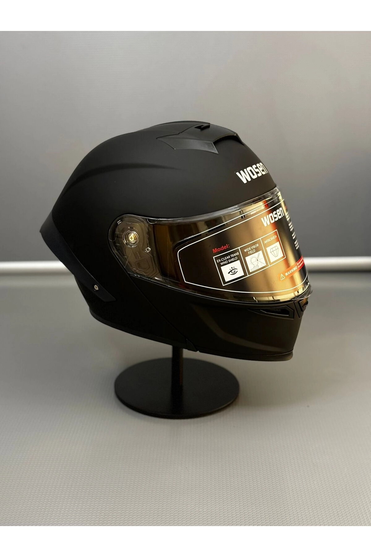 Ws-202 Güneş Vizörlü Çene Açılır Kask Matt Black (Åeffaf Vizörlü)